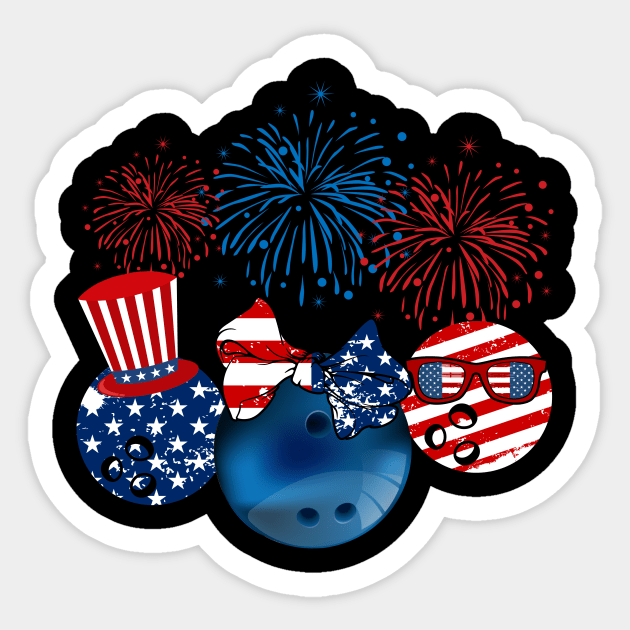 Bowling American Flag Fireworks Sticker by Flavie Kertzmann